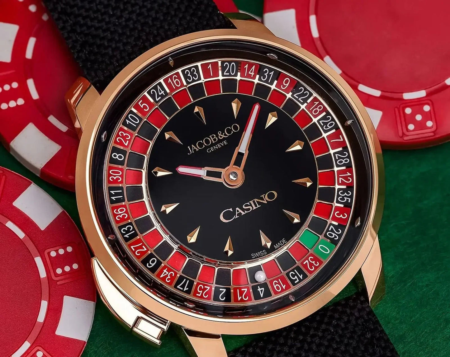 Buggati Jacob & Cobe Casino Premium Luxury Watch (Royal Red & Black)